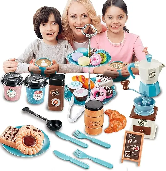 Kids Outdoor House With Kitchen - Pretend Play Simulation Coffee Set Tableware