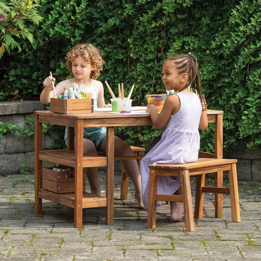 Kids Outdoor Activity Table - Kids Outdoor Crat Table and 2