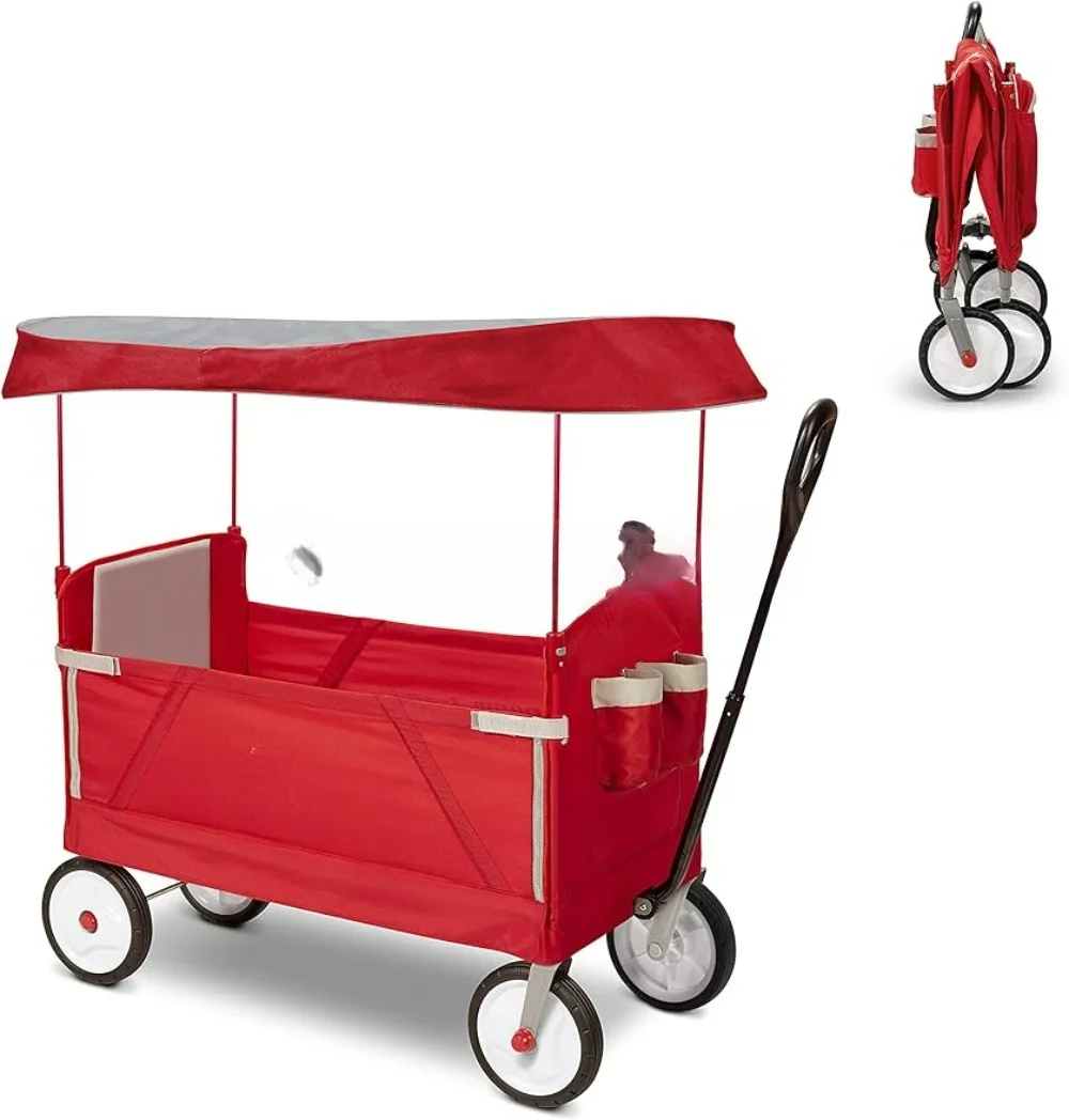 Kids Outdoor Wagon - 3-In-1 EZ Folding, Outdoor Collapsible Wagon