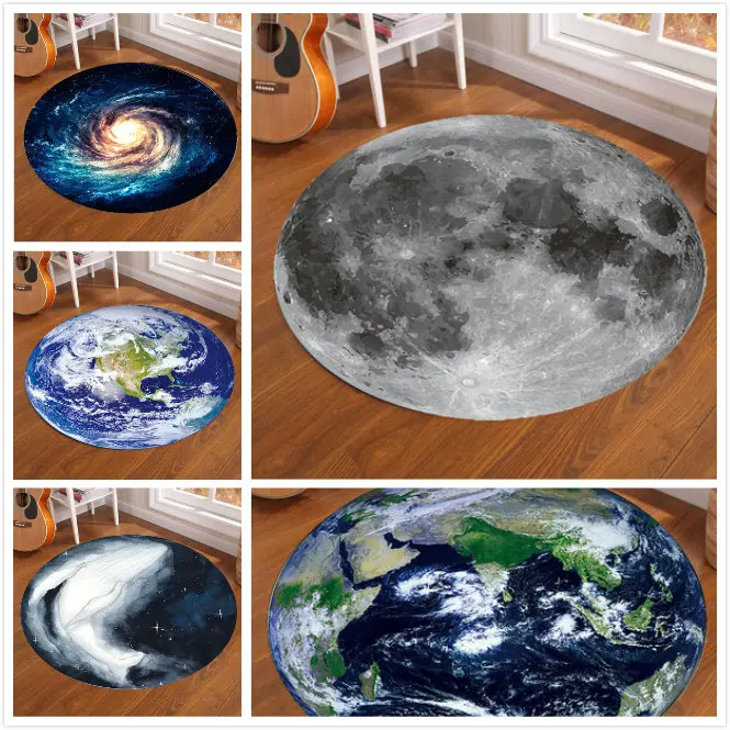 Kids Outdoor Wagon - Galaxy Earth Moon Round Carpet for