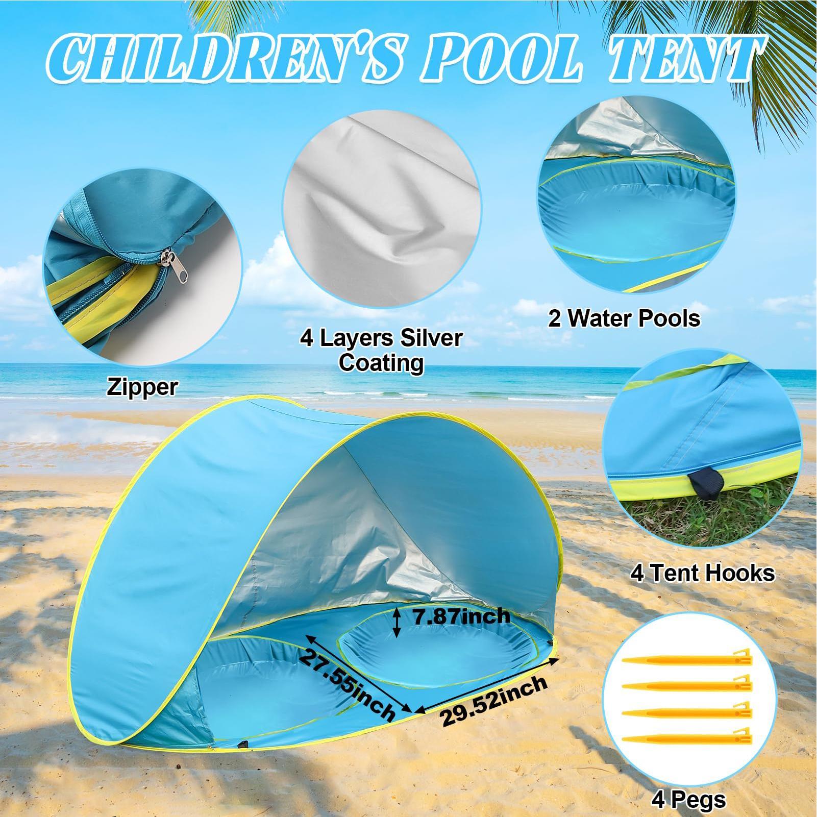 Kid Beach Tent With Pool UV Pr - Kids Outdoor Wagon ulasan dan harga