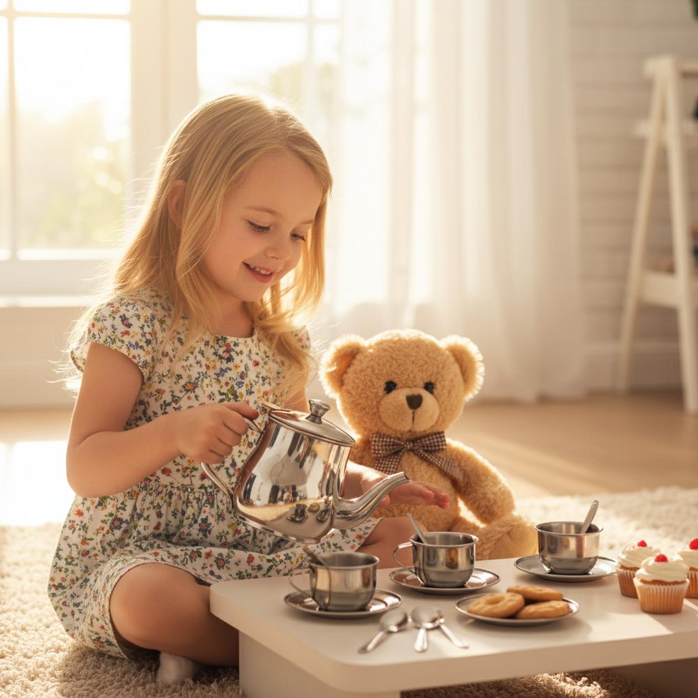 Kids Stainless Steel Tea Set T - Kids Outdoor House With Kitchen ulasan dan harga