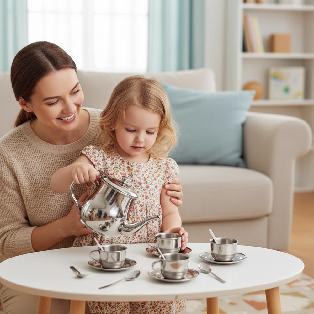 Kids Stainless Steel Tea Set T - Kids Outdoor House With Kitchen ulasan dan harga