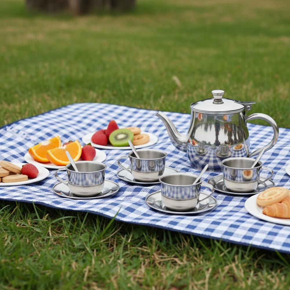 Kids Stainless Steel Tea Set T - Kids Outdoor House With Kitchen ulasan dan harga