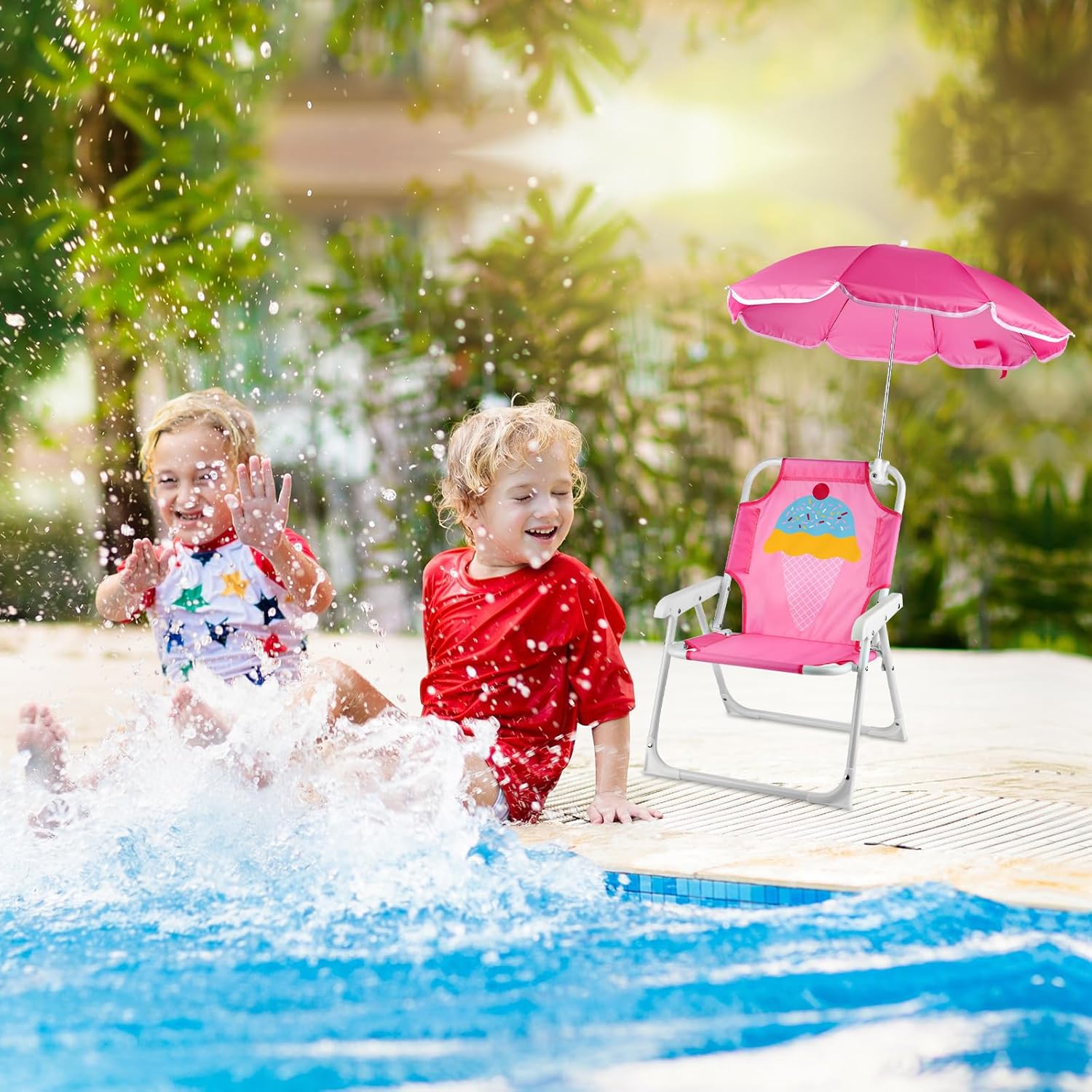 1 Set Folding Beach Chair with - Kids Outdoor Lounge Furniture ulasan dan harga