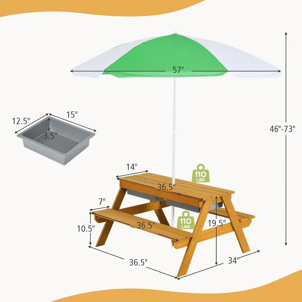 3-in-1 Height-Adjustable Umbre - Kids Outdoor Activity Table ulasan dan harga
