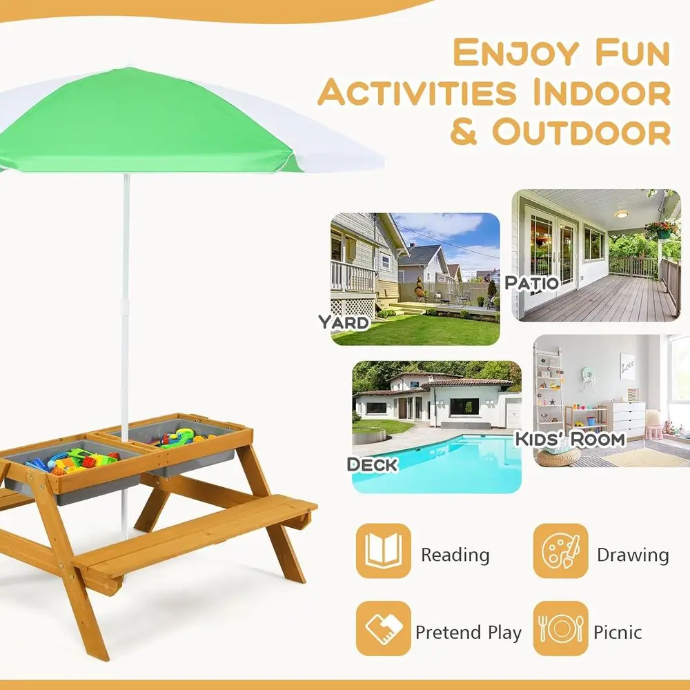 3-in-1 Height-Adjustable Umbre - Kids Outdoor Activity Table ulasan dan harga