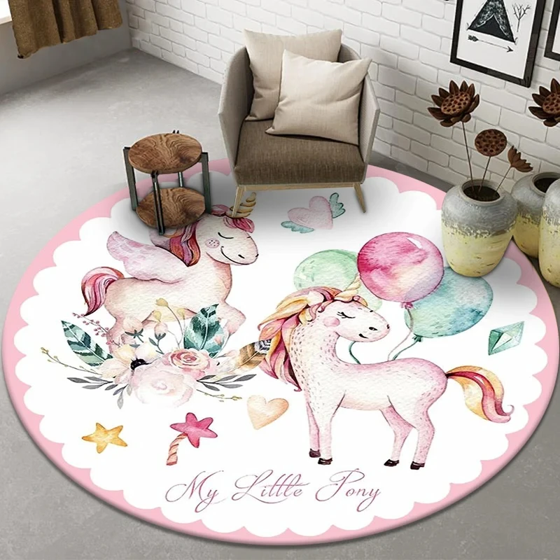 Cartoon Unicorn Round Rug Love - Kids Unicorn Outdoor Chair ulasan dan harga