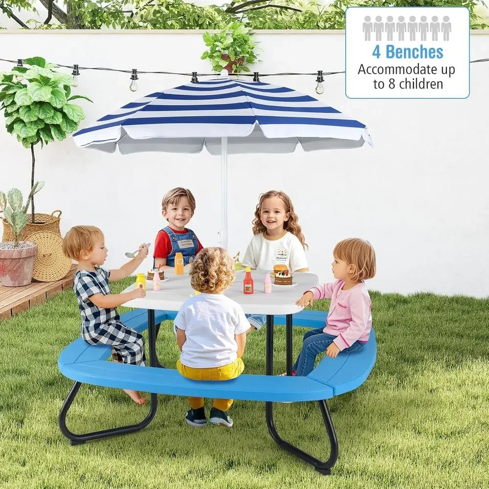 8-Person Kids Picnic Table wit - Kids Outdoor Activity Table ulasan dan harga