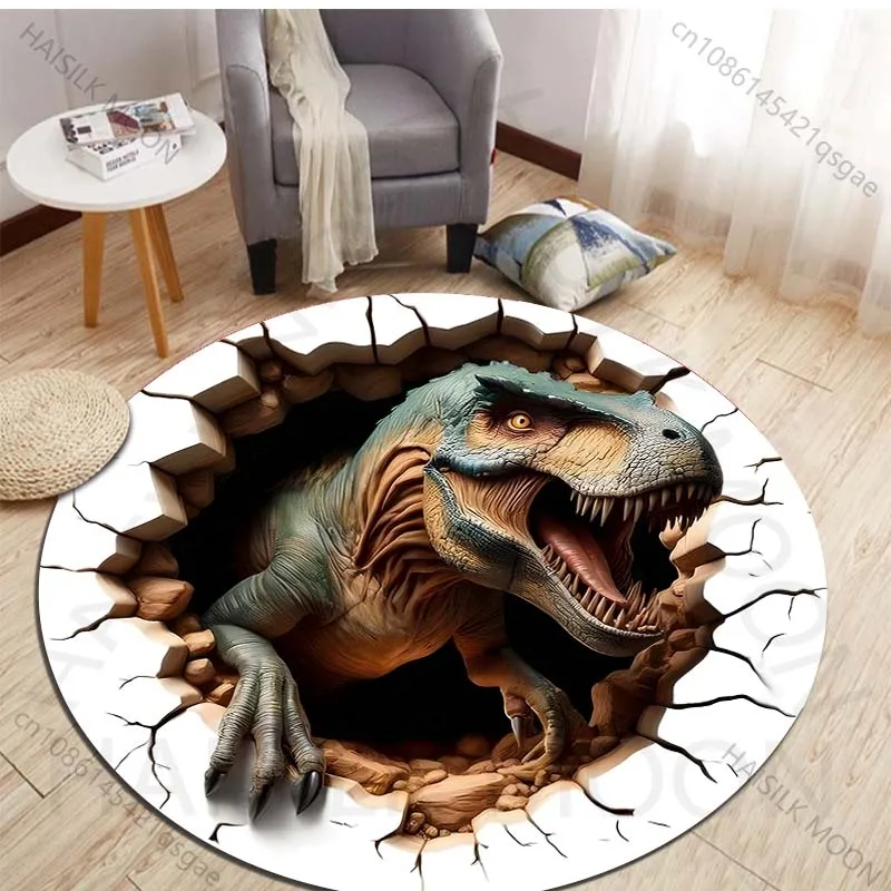 HD 3D Dinosaur Print Round Rug - Kids Outdoor Mat Waterproof ulasan dan harga