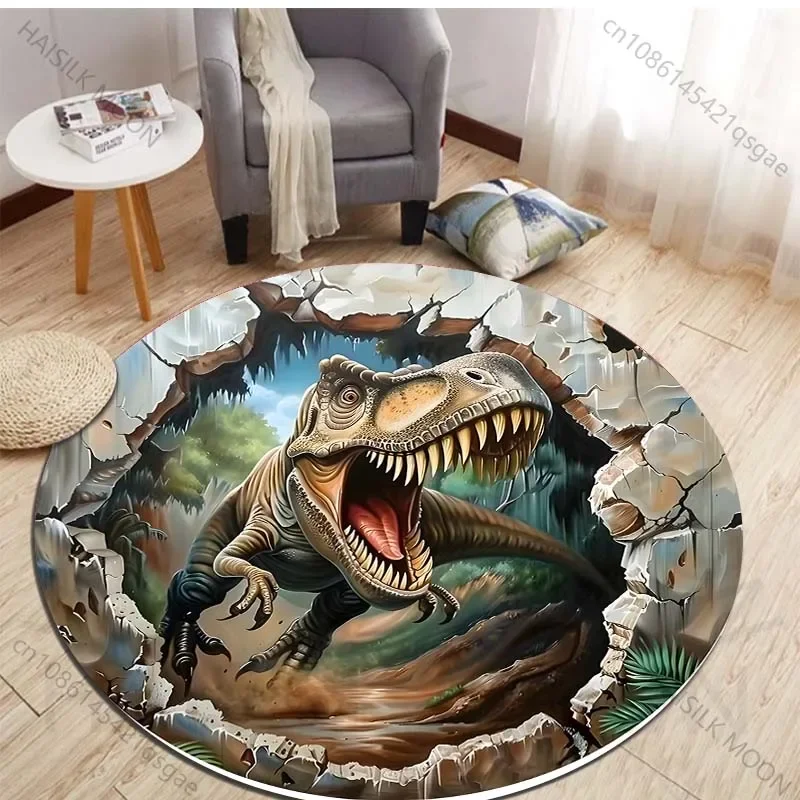 HD 3D Dinosaur Print Round Rug - Kids Outdoor Mat Waterproof ulasan dan harga