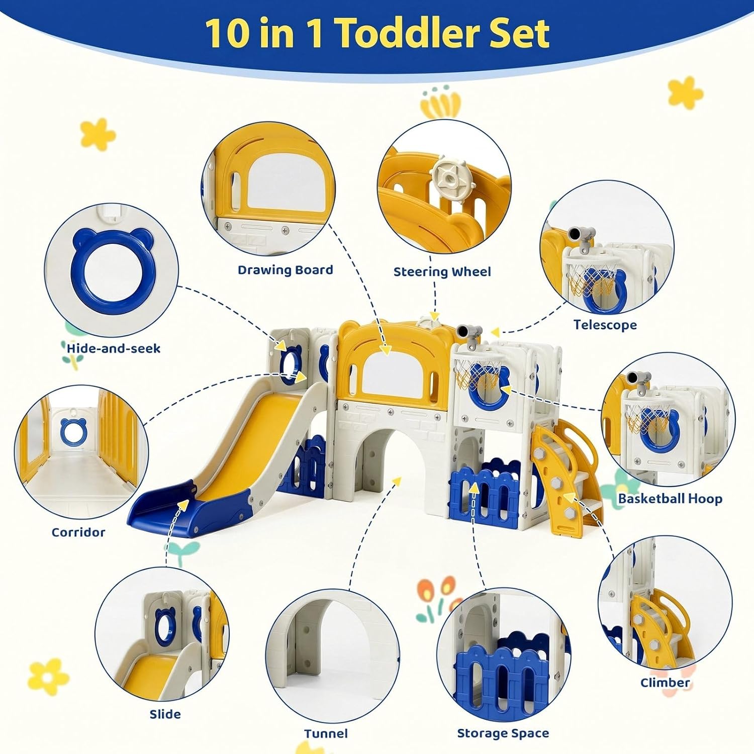 10-in-1 Toddler Slide Set, Kid - Kids Outdoor Toys B&Q ulasan dan harga