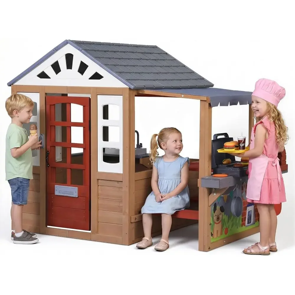 Kids Outdoor Wooden Playhouse, - Kids Outdoor Grill ulasan dan harga