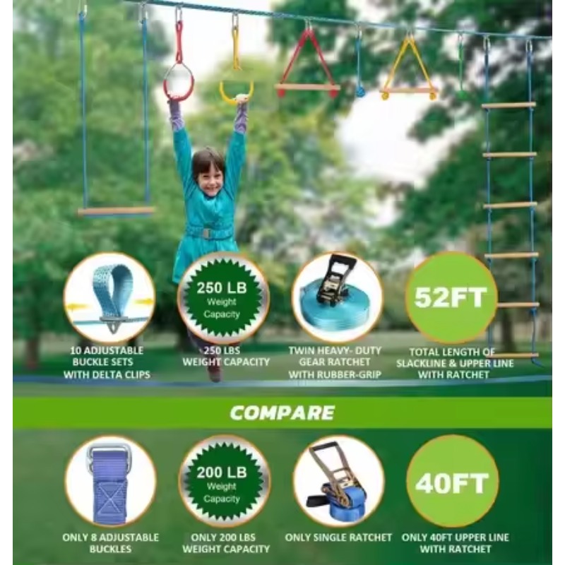Warrior Obstacle Course Kit fo - Kids Outdoor Monkey Bar Set ulasan dan harga