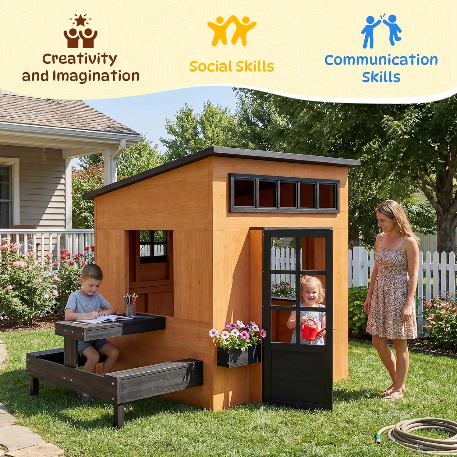 Nordivale Outdoor Playhouse Mo - Kids Outdoor House With Kitchen ulasan dan harga