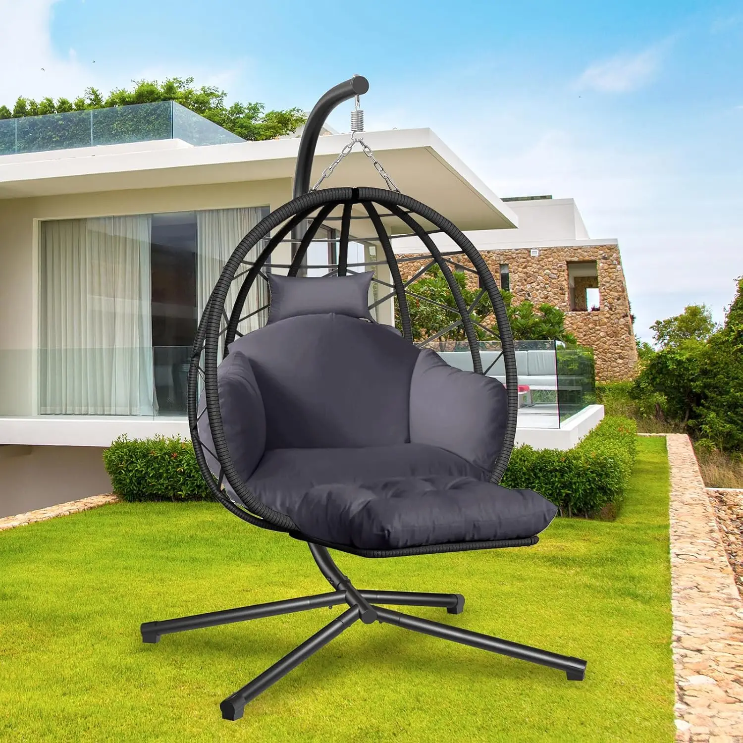 Hanging Egg Chair with Stand a - Kids Outdoor Egg Chair ulasan dan harga