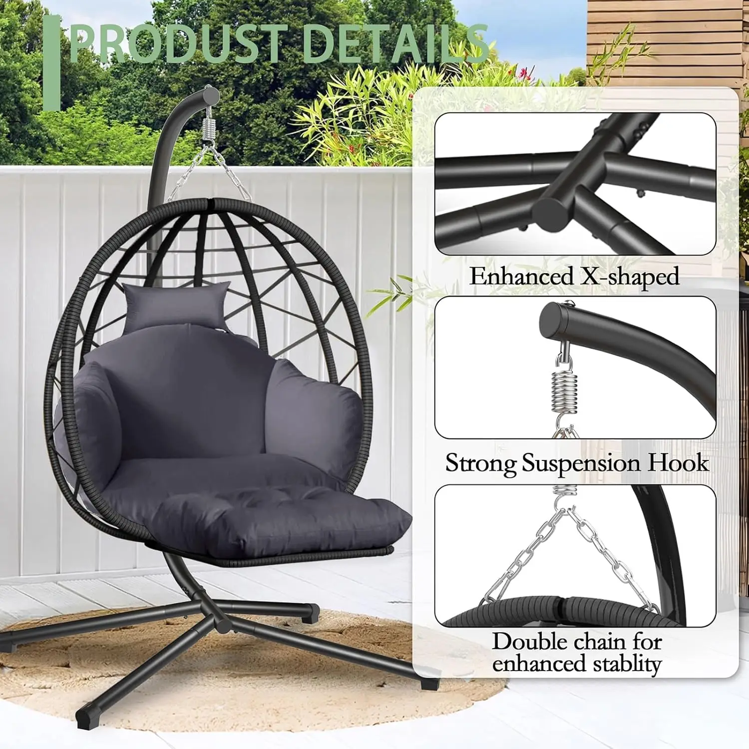 Hanging Egg Chair with Stand a - Kids Outdoor Egg Chair ulasan dan harga