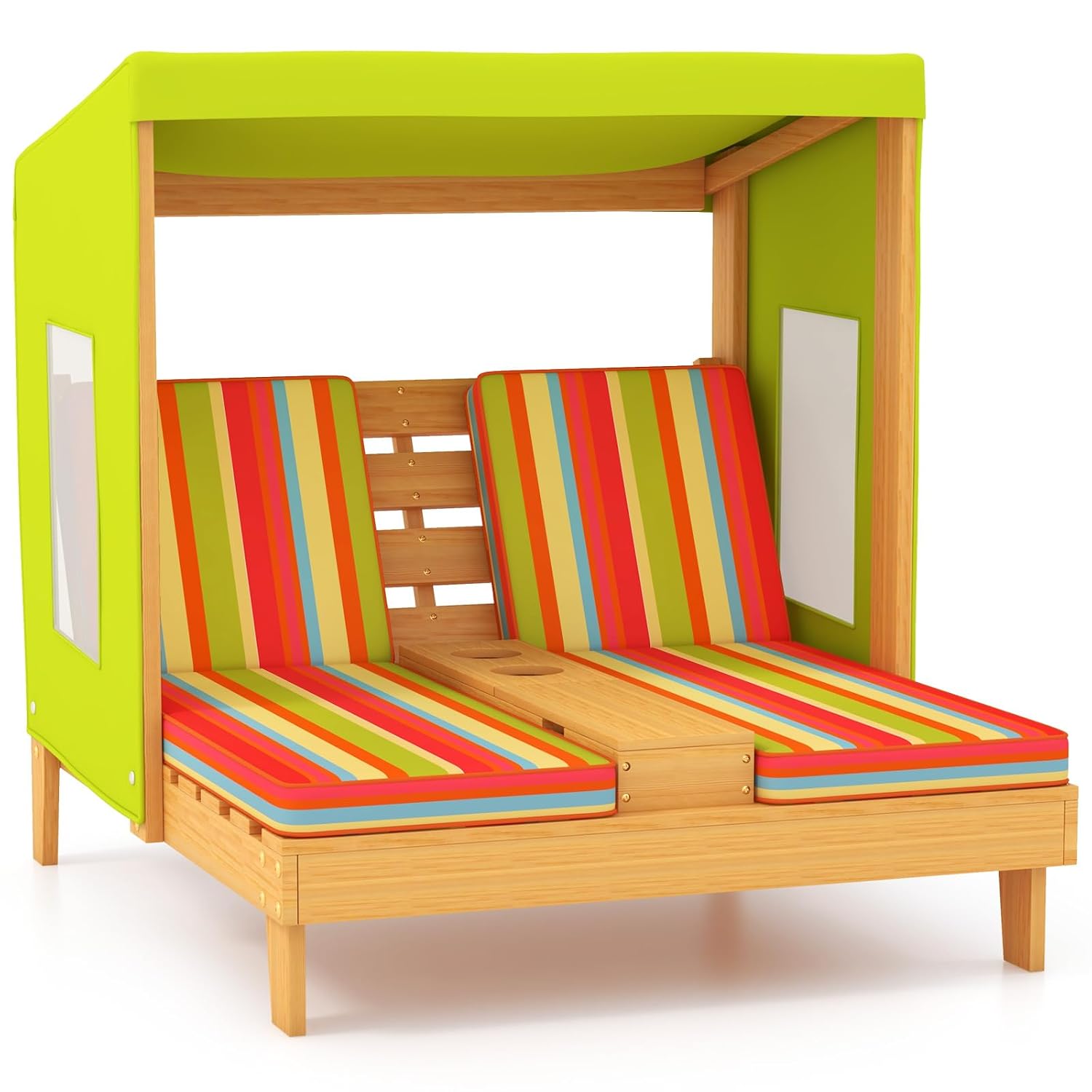 Kids Wood Double Chaise Lounge - Kids Outdoor Lounge Furniture ulasan dan harga