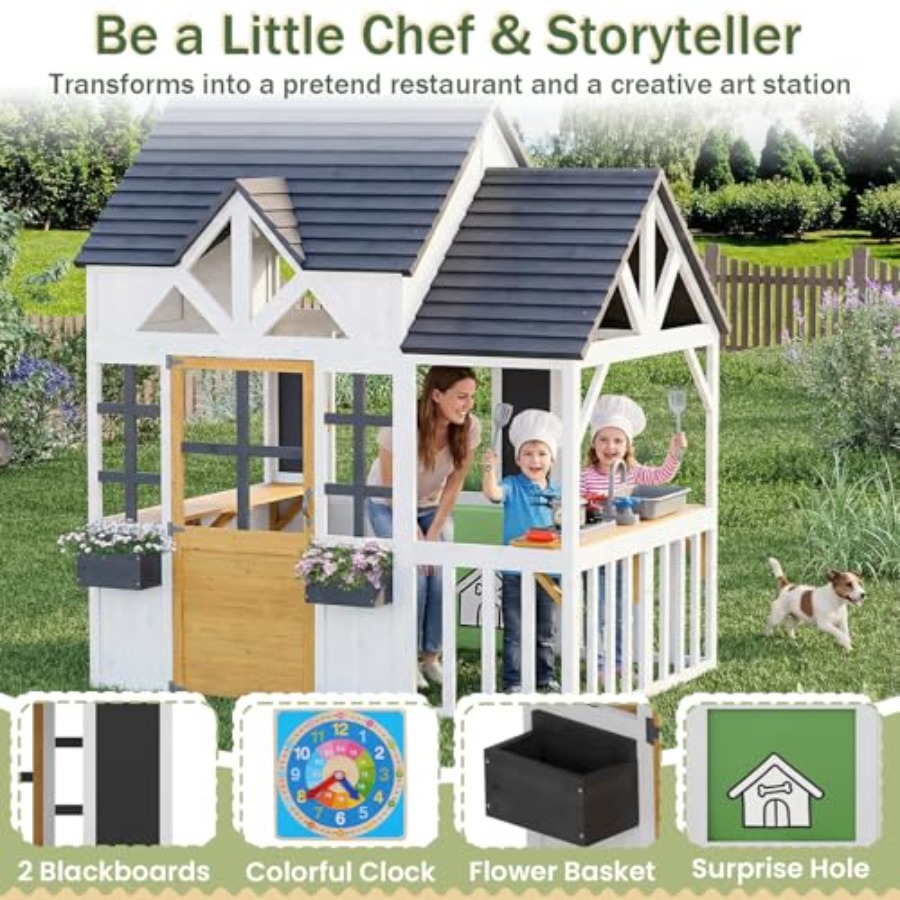Outdoor Wooden Play House For  - Kids Outdoor House With Kitchen ulasan dan harga