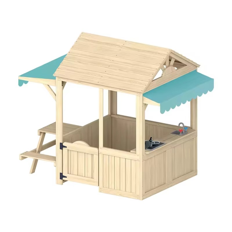 Wood Kids Play House Wooden Ch - Kids Outdoor House With Kitchen ulasan dan harga