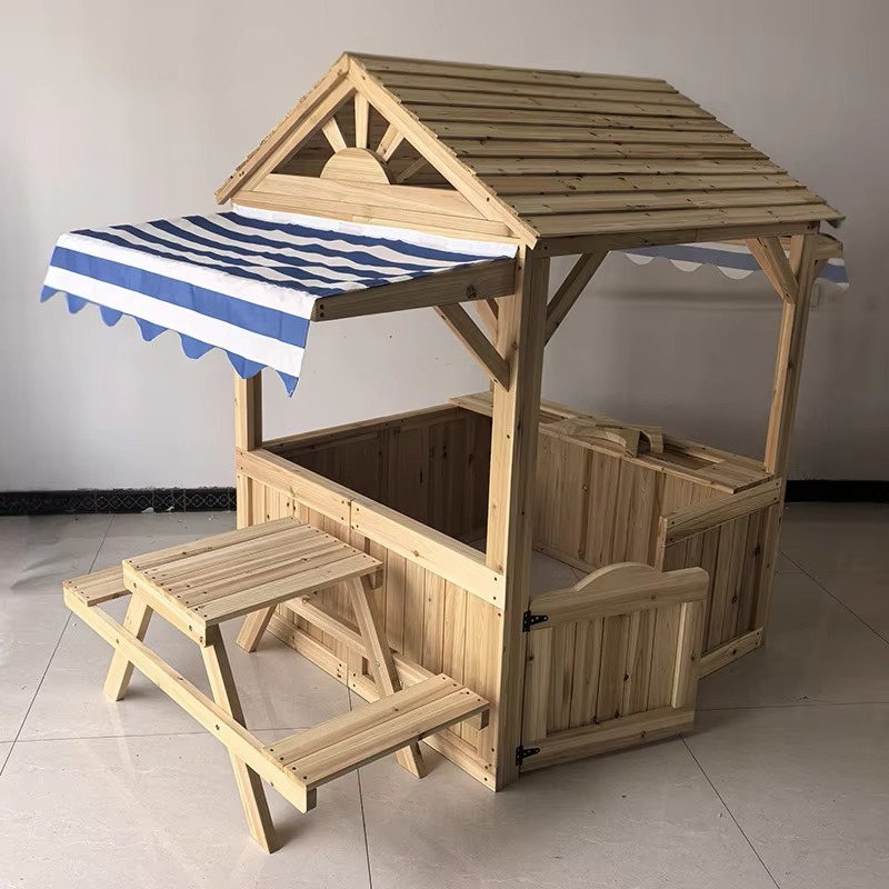 Wood Kids Play House Wooden Ch - Kids Outdoor House With Kitchen ulasan dan harga