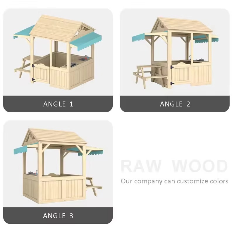 Wood Kids Play House Wooden Ch - Kids Outdoor House With Kitchen ulasan dan harga