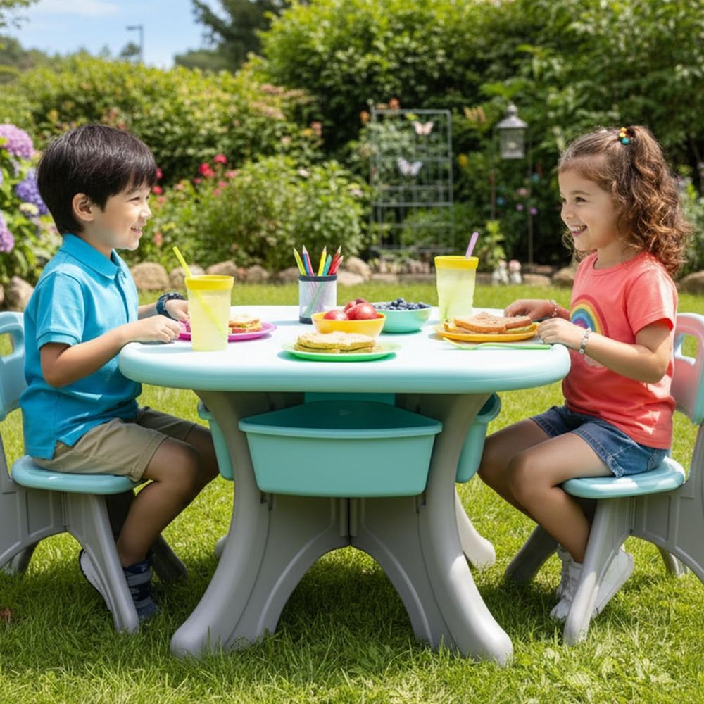 Kids Table and Chairs, 3 PCS A - Kids Outdoor Activity Table ulasan dan harga