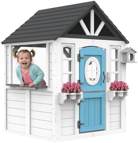 Wooden Kids Playhouse with Kit - Kids Outdoor House With Kitchen ulasan dan harga
