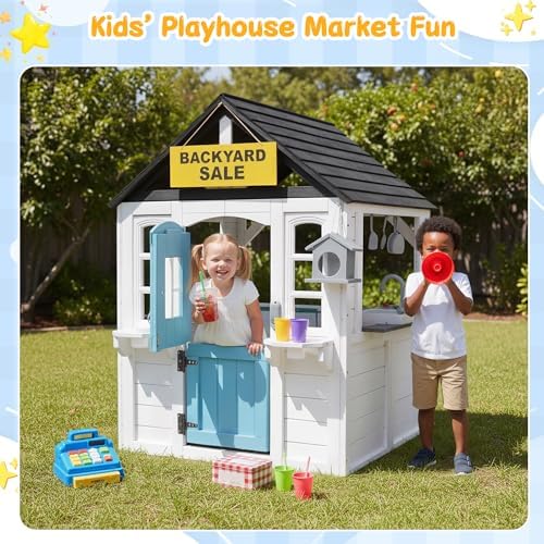 Wooden Kids Playhouse with Kit - Kids Outdoor House With Kitchen ulasan dan harga
