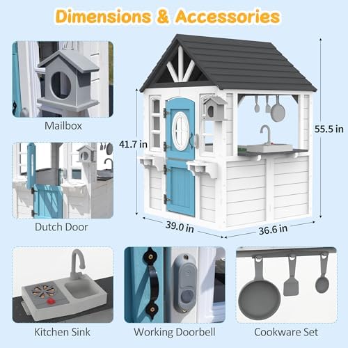 Wooden Kids Playhouse with Kit - Kids Outdoor House With Kitchen ulasan dan harga