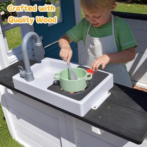Wooden Kids Playhouse with Kit - Kids Outdoor House With Kitchen ulasan dan harga
