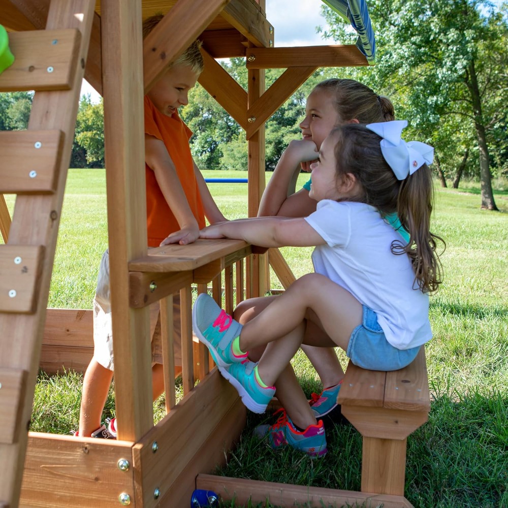 US Shipping Cedar Wood Backyar - Kids Outdoor Monkey Bar Set ulasan dan harga